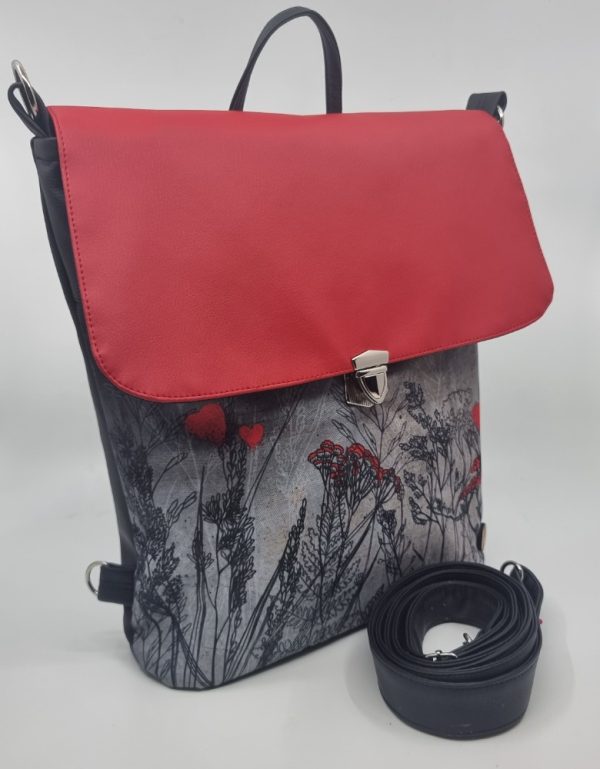 Crossbody kabelko batoh s motivem vlčích máků. - Image 2