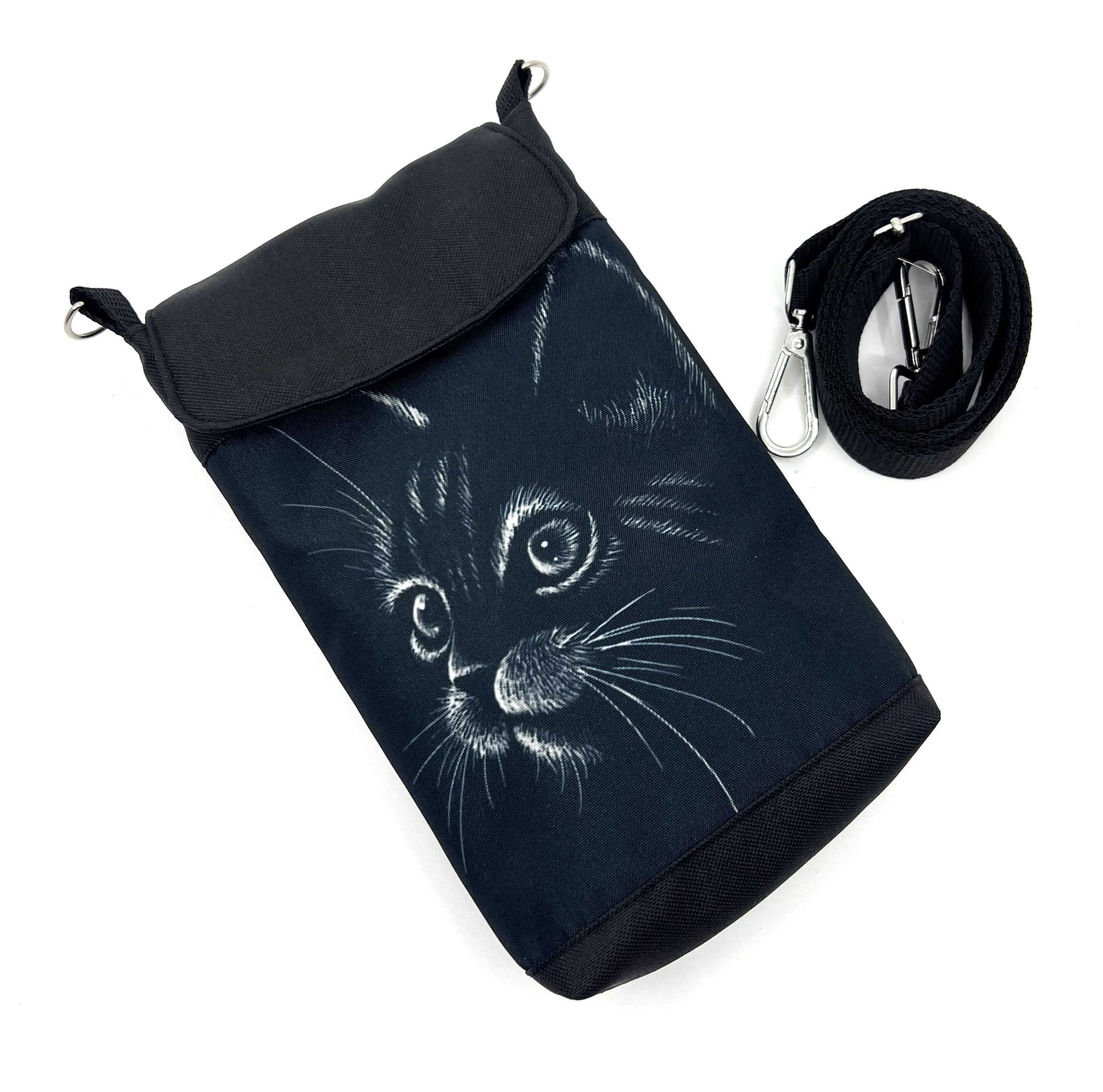 Malá crossbody kabelka s motivem kočky.