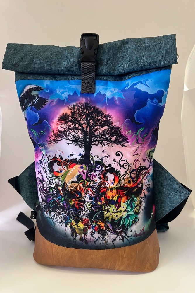 Rolovací s motivem strom života s petrolejovou kombinací.