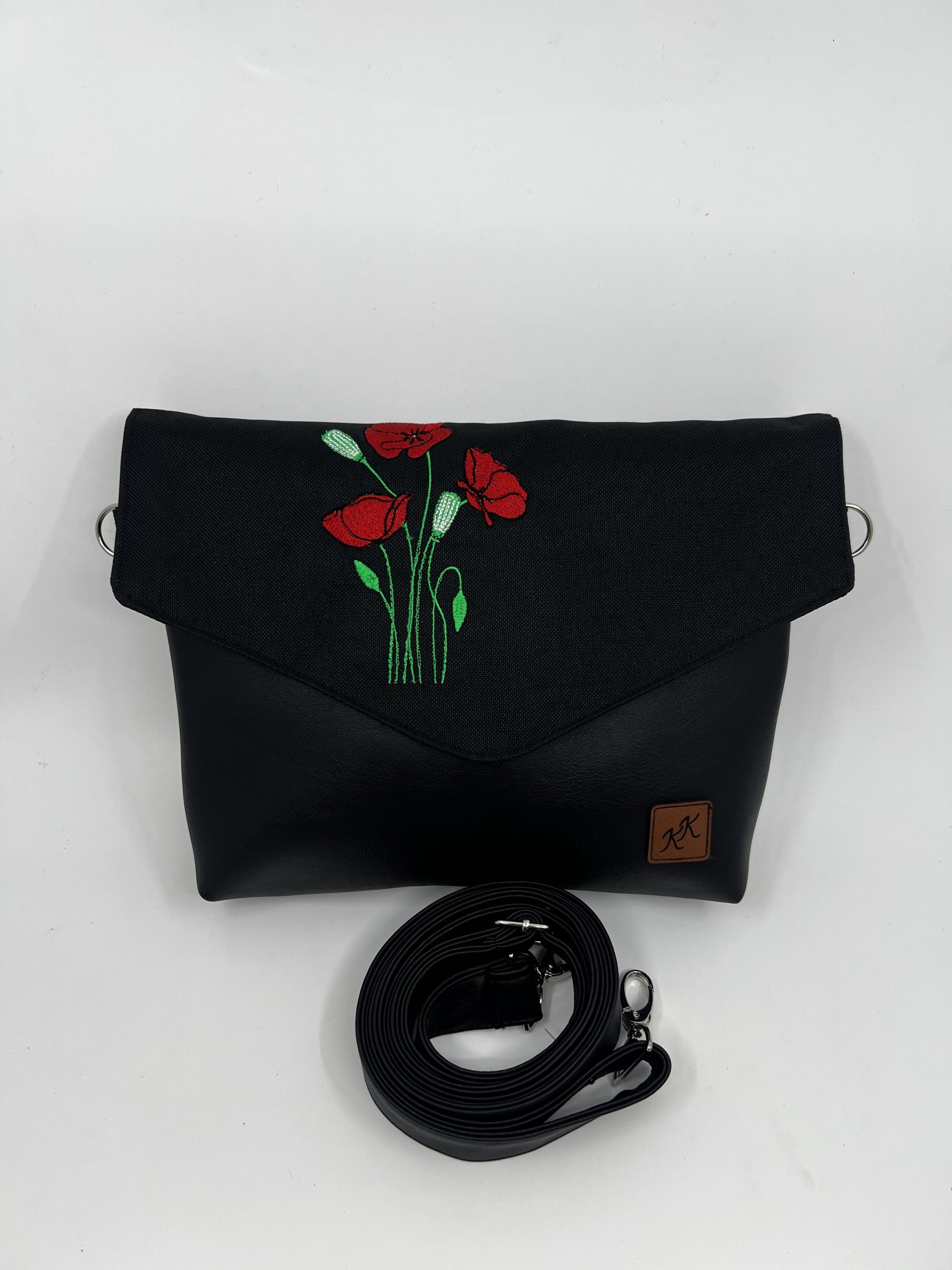 Crossbody kabelka Kaila s výšivkou vlčí máky.